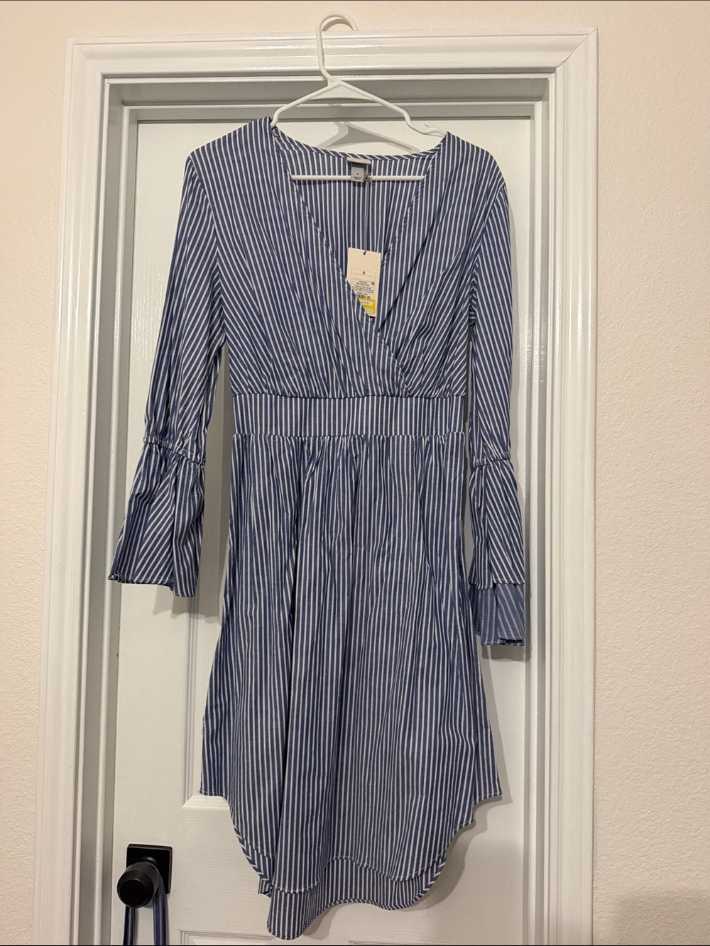Target Blue & White Striped Wrap-Style Casual Dress